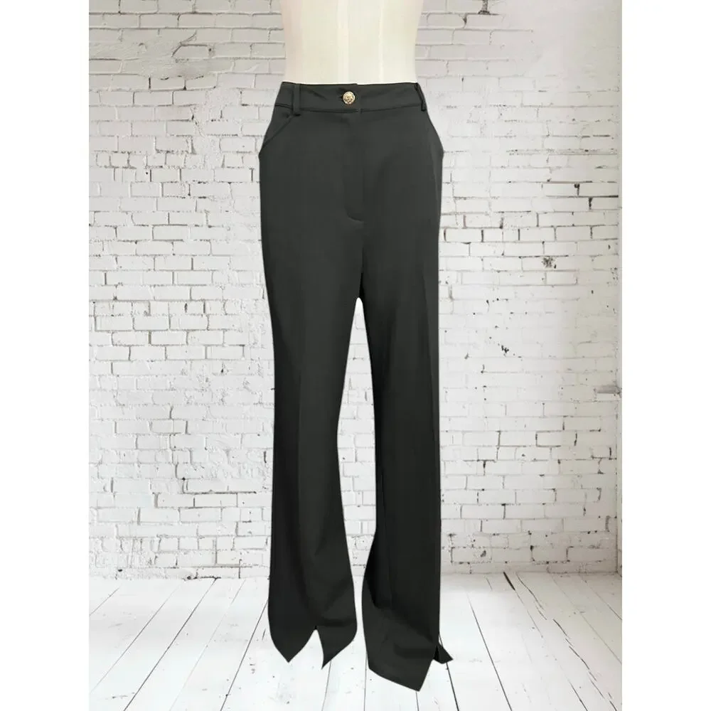 St. John Womens Classic Stretchy Black Straight Leg Long Career Pants Size 12 - Picture 1 of 10